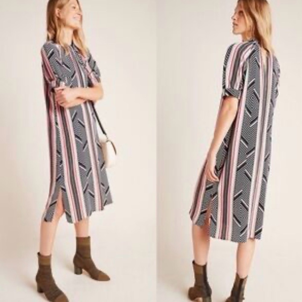 Anthropologie Tunic Dress Size XS McKenzie Mock Neck Short Sleeve Pullover